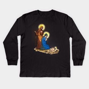 Holy Family (Large Design) Kids Long Sleeve T-Shirt